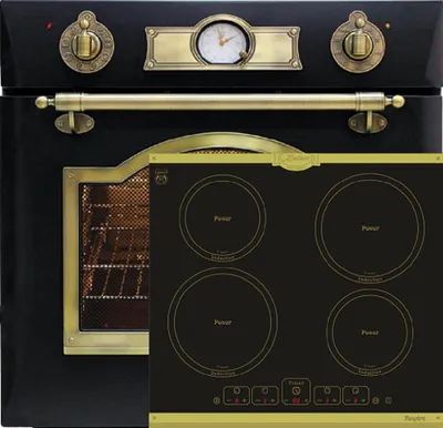 Produktbild von Kaiser Herd Set Empire EH 6355 Em Retro Elektro Backofen 67 Liter+KCT 6195 IEm Induktionskochfeld 60cm, Autark, Kochfeld 4xQickHeat Kochzonen,Schwarz