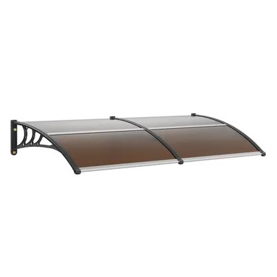 Zdjęcie produktu dla VEVOR daszek do drzwi wejściowych 965x1987mm daszek UF50+ PC folia przeciwsłoneczna daszek do drzwi wejściowych blacha PC + wspornik ABS + łącznik aluminiowy daszek odporny na promieniowanie UV daszek do drzwi wejściowych daszek do drzwi wejściowych brązowy