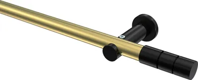 Produktbild von Interdeco Gardinenstange / Vorhangstange Messing-Optik / Schwarz, Typ Platon Elanto (Rillenzylinder) ohne Ringe, 20 mm Ø 1-läufig, 540 cm