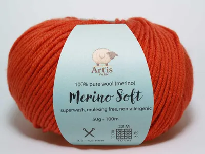 Immagine prodotto di Merino Soft Art'is Yarn 100% lana, senza mulesing e superwash (50 g / 120 m) (401 marrone ruggine)