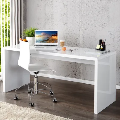 Produktbild von cagü: Design Schreibtisch [SOHO] Weiß Hochglanz  140cm x 60cm