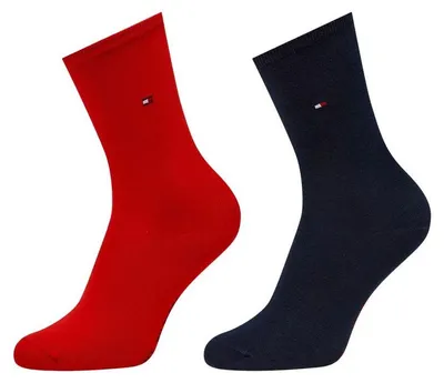 Image de Tommy Hilfiger - Chaussettes pour femmes (lot de 2) NA1106 (35 EU - 38 EU) (Rouge/Bleu marine)