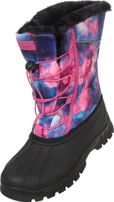 A single child's snow boot is shown against a white background.
