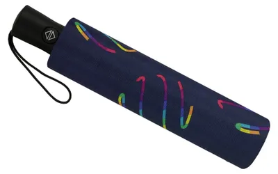Produktbild von Damen Taschenschirm mit Auf-Zu-Automatik in Regenbogenwirbel - blau