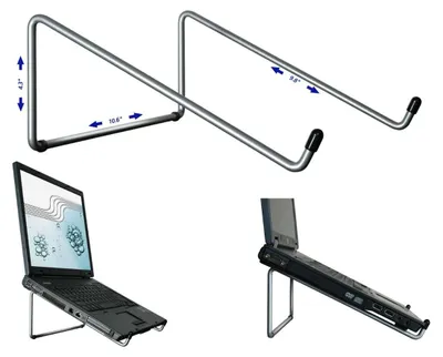 Produktbild von R-Go Steel Basic Laptop-Ständer, ergonomisch, universell für Bildschirme von 10 bis 22 Zoll, Stahl, Silber