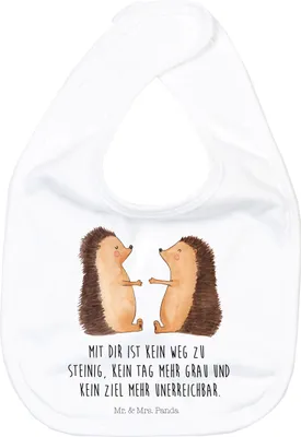 Produktbild von Mr. & Mrs. Panda Lätzchen Igel Liebe - Weiß - Geschenk, Freundin, Babylätzchen, Kinderlätzchen, Für Babys, Hochzeitstag, Schlabberlatz, Sabber, Hochzeit