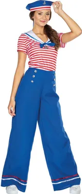 Matrosen Kostüm Matrosin Sailor Aliz mit Mütze für Damen Gr. 34-44 blau Fasching Karneval Mottoparty Beachparty Marine Berufe