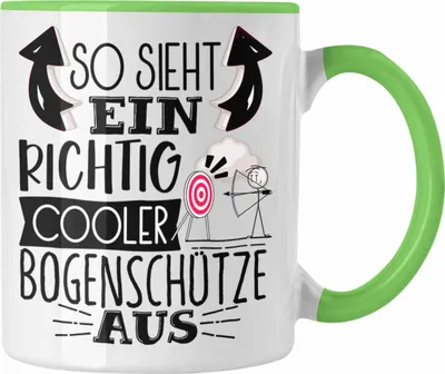Produktbild von Trendation - Bogenschütze Tasse Geschenk So Sieht Ein Richtig Cooler Bogenschütze Aus Geschenkidee Spruch Lustig Becher (Grün)