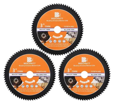 Image de Lame de scie circulaire HSS, 75 mm, 72 dents, alésage de 10 mm, lot de 3, pour bois, métal et plastique