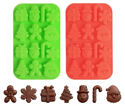 2er Set Silikon-Weihnachtsformen, 14 Mulden, 20,3x12,7 cm