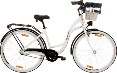 Produktbild von Goetze Style 28 Zoll City Bike, 46 cm ALU Rahmen, 3-Gang Shimano Nexus, Rücktrittbremse & V-Bremse, LED-Beleuchtung, Gepäckträger, Rattankorb mit Bezug