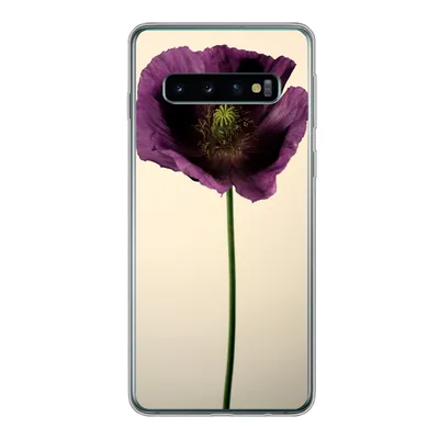 Produktbild von MuchoWow® Handyhülle Schutzhülle Hülle für Samsung Galaxy S10 Nahaufnahme eines violetten Mohns Silikon Softcase Handy Hülle - Handytasche