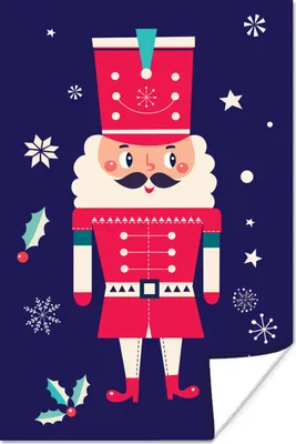Produktbild von MuchoWow® Poster Weihnachtsmann - Weihnachten - Stechpalme - Schnee 120x180 cm - Kunstposter