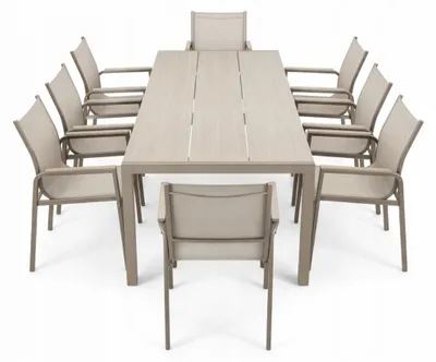 Zdjęcie produktu dla Zestaw mebli ogrodowych balkon stół Allen Pro 190x90S + 8x krzesło Fuerte taupe