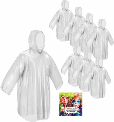 Obrázok produktu pre jednorázová pončo 8 kusov, s kapucňou, priehľadné, vodoodolné, pre vonkajšie aktivity