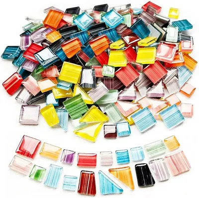 Imagen del producto de Mosaicos de colores, poligonales, 1000 g (aproximadamente 740 piezas), para proyectos creativos de "hágalo usted mismo"