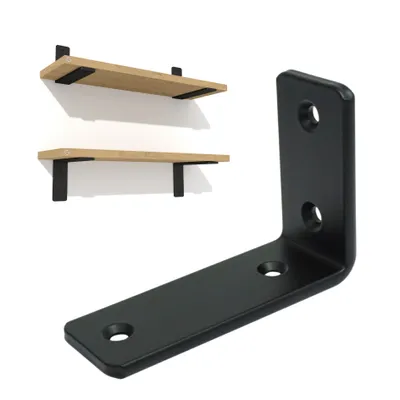 Produktbild von Schwarze L-Winkelhalterung für Möbelregal 150 x 100 x 38 mm, 2 Stück