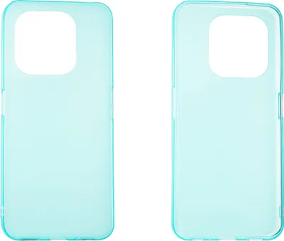 Two identical light blue phone cases are shown side-by-side against a white background.