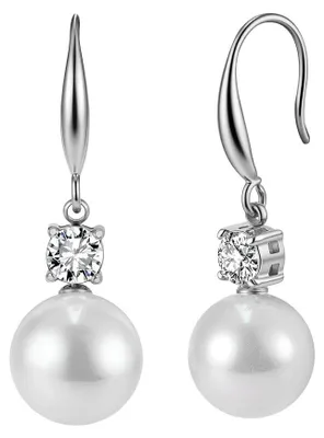 Productafbeelding van Solidchoice - Roestvrij Stalen Oorbellen met Parel - Hangende Sieraden voor Dames