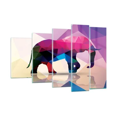 Produktbild von Bilder auf glas - Elefanten Illustration Bunt - 150x100cm - Glasbilder - Wandbilder - Kunstdruck - zum Aufhängen bereit - Wanddekoration aus Glas - Glas Bilder - Wandbild auf Glas - GEG150x100-2807