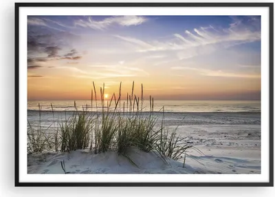 Produktbild von Gerahmtes Poster - Schwarzer Rahmen - Westen Sonne Strand - 100x70 cm - Wand Bild - Wanddeko - Wandbilder - Kunstposter - Wandposter - Bilderrahmen - Bilder - Kunstdruck - Wandbild - P2BAA100x70-4201