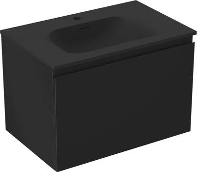 Produktbild von Mexen Orio Badezimmerschrank 70 cm mit Waschbecken Vela, 1 Schublade, schwarz matt - 91A10-07047-1-BF71-W23M71