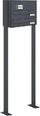 Produktbild von 2er Briefkastenanlage Standsystem Durchwurf - Klingel RAL 7016 Anthrazit