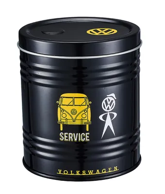 Produktbild von VW ASCHENBECHER "ÖLFASS" aus Metall mit Deckel Windaschenbecher Sturmaschenbecher Standaschenbecher Tischaschenbecher 59 (Schwarz)