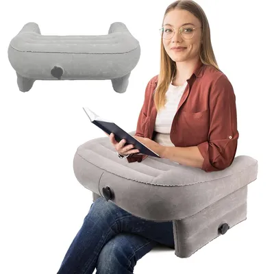 Produktbild von Aufblasbarer Laptoptisch für Sofa & Bett, Knietablett mit Armlehnen, beflocktes Lesekissen für Gaming & Arbeiten, tragbarer Bettschreibtisch aus umweltfreundlichem PVC, 80x60x37 cm