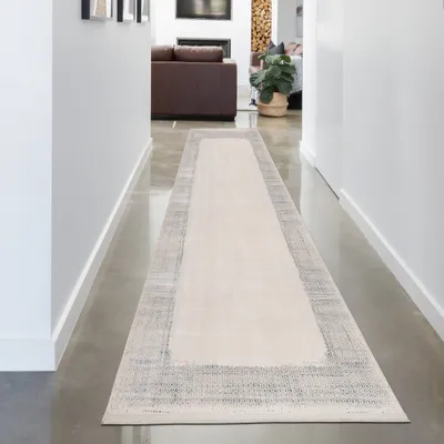 Image de Tapis design moderne | brillant | en bleu et blanc Taille - 80 x 300 cm