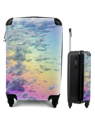 Produktbild von MuchoWow® Koffer Handgepäck Trolley Rollkoffer Kleine Reisekoffer mit 4 Rollen - Wolken mit Regenbogen - Cabin Size < 55x40x23 cm & 55x40x20 cm - Fotokoffer - Kabinenkoffer - Boardgepäck - Reise-Box - Reisekoffer - Reisegepäck - Koffer mit Bild - Trolley für Kinder