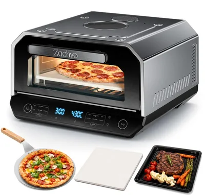 Productafbeelding van ZACHVO Elektrische pizzaoven, 450 °C, met kijkvenster en binnenverlichting