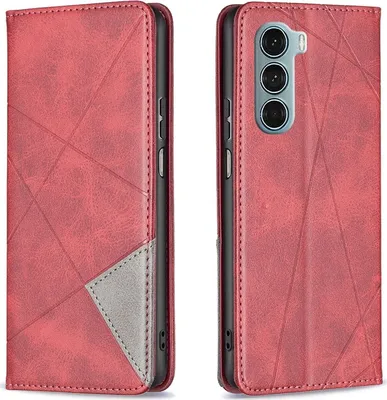 Produktbild von Mobigear Rhombus Slim  Motorola Moto G200 5G Hülle Klapphülle - Rot