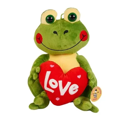 Produktbild von Kuschelfrosch mit Herz "Love" Plüschtier 29cm großer Frosch Valentinstag Geschenk