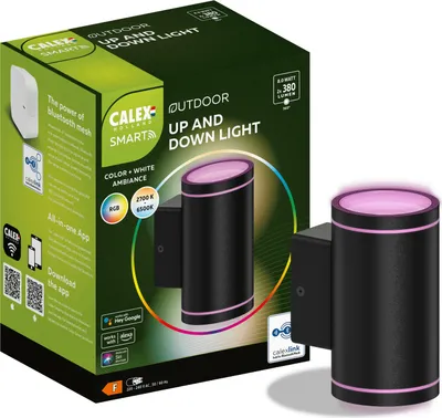Produktbild von Calex Smart Outdoor LED-Wandleuchte, RGB, Dimmbar, Spritzfest, Schwarz