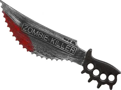 Image de Couteau jouet tueur de zombies Accessoire d'Halloween argent-rouge 51 cm