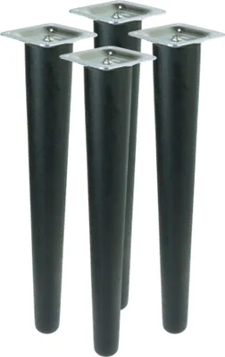 Produktbild von Gerades Buchenbein UNIQ 30 cm mit Montageplatte Schwarz 4 Stück