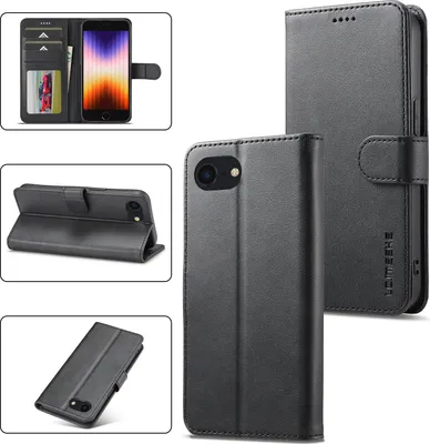 Obrázek produktu pro Pouzdro pro iPhone 16e/iPhone 17e kožené flipové pouzdro s magnetickým uzávěrem a stojánkem, ochranné pouzdro černé