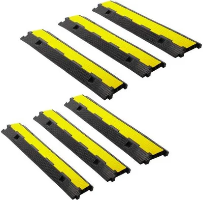 Obrázek produktu pro Ochrana kabelů pro podlahu a příjezdovou cestu, 2kanálová, balení po 6 kusech, 100 x 25 x 5 cm, černá/žlutá, spojitelná