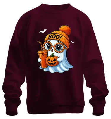 Produktbild von Halloween BOO Geist Kürbis SüßesOderSaures Niedlich Kinder Sweatshirt Pullover, Burgundy, XXL