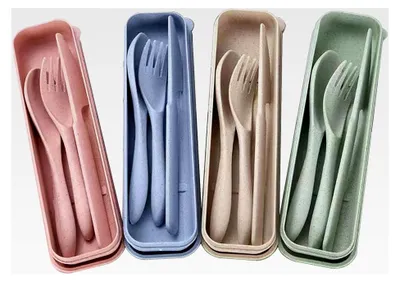 Produktbild von 4-teiliges Kunststoff-Besteckset für Camping und Alltag