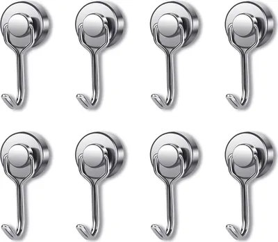 Produktbild von Famanu Magnethaken Set mit 8 verstellbaren Haken für Eisenoberflächen - Silber