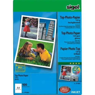 Produktbild von SIGEL IP664 Inkjet Fotopapier Top, hochglänzend, 125 g/m², A4, 100 Blatt