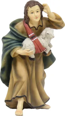 Produktbild von Krippenfigur Schäfer mit Schaf, 9 cm, Polyresin, Weihnachtsdeko