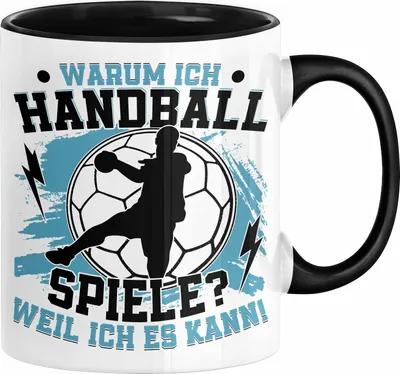 Produktbild von Handball Geschenk Tasse Geschenkidee Handball-Spieler Handballspielerin Mädchen Jungs Kaffee-Becher Warum Ich Handball Spiele? (Schwarz)