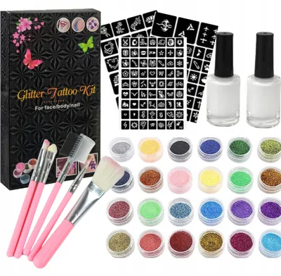 Produktbild von DoModa Großer Glitter-Tattoo-Bausatz, Schablonen & Glitzer