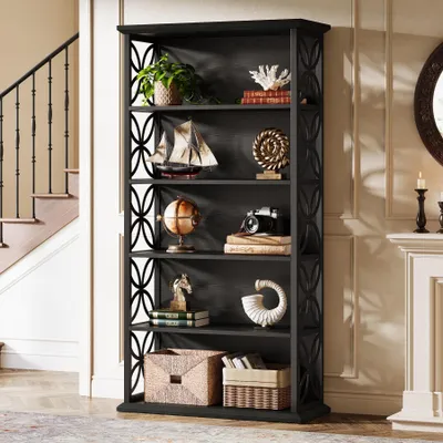 Produktbild von Tribesigns 6-stöckiges Bücherregal, 180 cm, Industrie-Bücherregal mit Metallrahmen, freistehende offene Ablagefächer für Homeoffice, Wohnzimmer