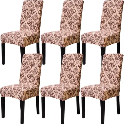 Obrázek produktu pro 6 Pack Stretch Chair Cover Odnímatelný kryt židle pro domácí dekor, pratelný v pračce kryt židle (zlatý)