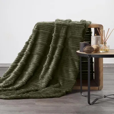 Produktbild von EUROFIRANY | Wohndecke - Decke - grüne Kuscheldecke - 200 x 220 cm - mit 3D-Streifenstruktur
