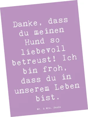 Produktbild von Mr. & Mrs. Panda Postkarte Spruch Danke Hundesitter - Lavendeltraum - Geschenk, Ansichtskarte, liebevolle Betreuung, bildkarte, Fotokarte, Bedanken, Geschenke, Postkarten
